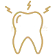 Tooth icon with lightning bolts indicating pain or sensitivity, dental care concept.